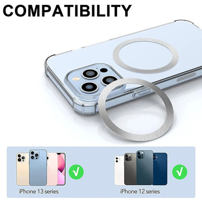 2024 Stainless Steel Universal Magnetic Metal Plate Ring For Magsafe Wireless Charger Iron Sheet Sticker Magnet Car Phone Holder