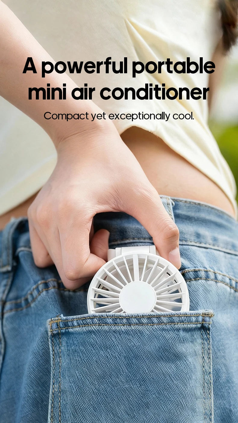 Portable Folding Handheld Fan 1800mAh Desktop Rechargeable Fan 4-speed Wind Angle Adjustable with LED Display for Outdoor Travel