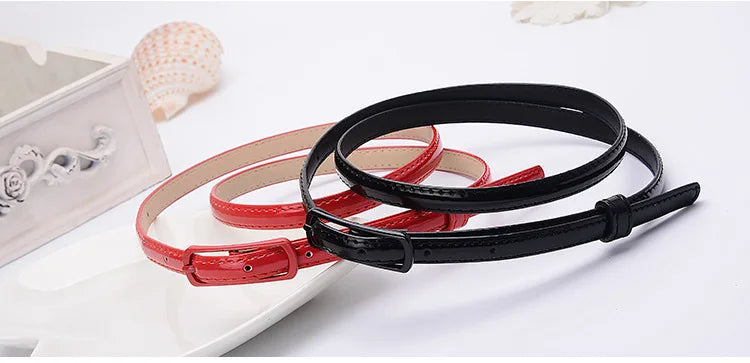 Children Candy Color Belts 1.2cm Super-thin PU Waistbands Simple Solid Color Casual Belts Girl Apparel Accessories