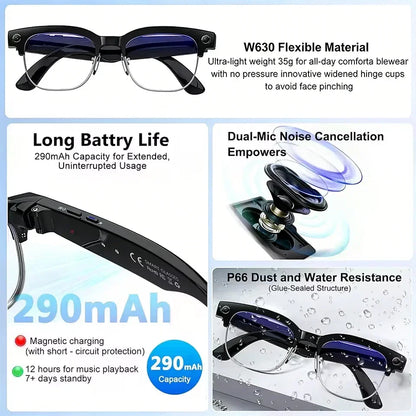 New AI Smart Glasses, 800W Camera Video Recording, AI Photo Recognition, Bluetooth Call & Voice Translation Eyewear