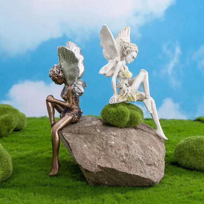 Flower Fairy Statue Ornament Figurines With Wings Outdoor Garden Resin Craft Landscaping Yard Decoration Fast Delivery