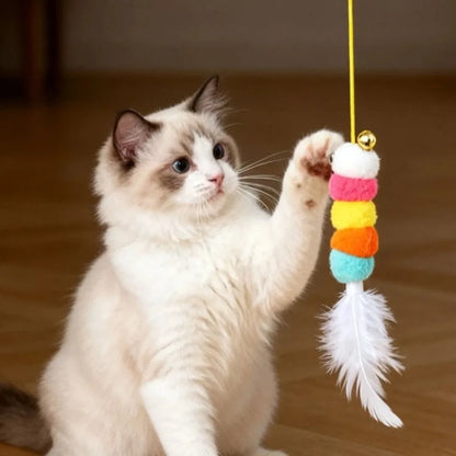 Electric Cat Toy with Ropes Auto Swing Feather Toy Interactive Kitten Toy For Self Playing  Caterpillar Interactive Cat Toys