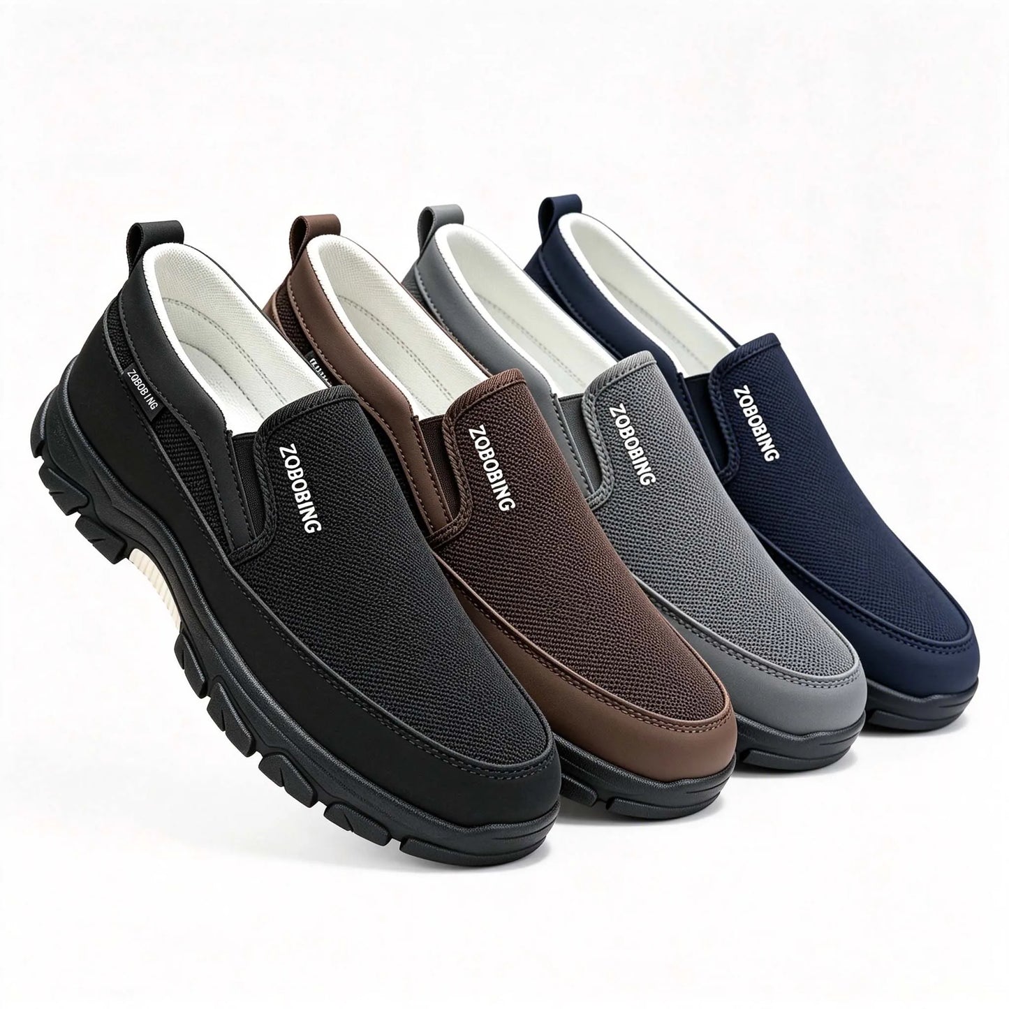 2026 New Men's Loafers Spring Large Size 39-48 Round-Toe Men's Moccasins Slip-On Mature Men's Shoes Simple Lightweight Casual Shoes