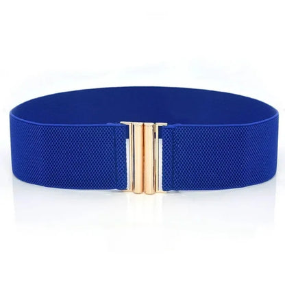 Fashion Women's Ladies Gold Buckle Wide Stretch Elastic Corset Waist Belt Waistband Dress Decoration Belt
