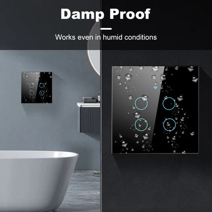 Tuya Smart Wifi Light Switch No Neutral Wire Touch Panel EU 1/2/3 Gang Wall Switch Wireless Control Voice Control Alexa Google
