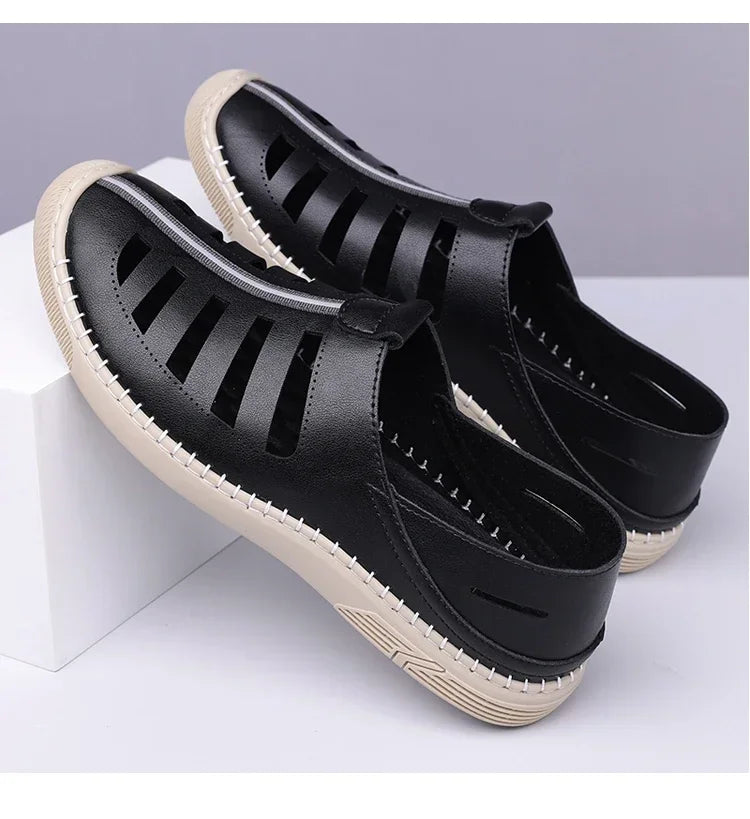 Men's Hollow Out Loafers, Summer Comfort Soft Sole Slip-On Casual Shoes, Anti-Slip Breathable Clog Sandals-HT619