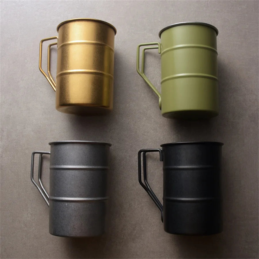 Outdoor 304 Stainless Steel Marco Mug, Industrial Style, Retro Old Creative, Coffee, Camping, Picnic, Beer Mugs