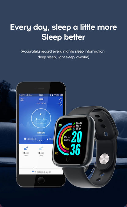 Multifunctional Smart Watch Men Women Bluetooth Connected Phone Music Fitness Sports Bracelet Sleep Monitor Y68 Smartwatch