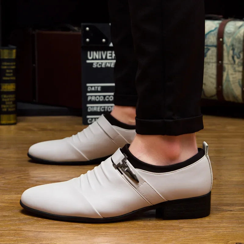 Hot Sale Dress Shoes Man Big Size 48 Casual Business Leather Shoes Men Pointed Toe Wedding Shoe Classic White Men's Formal Shoes
