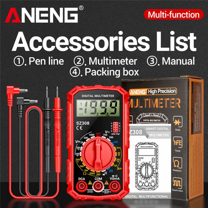 ANENG SZ308 1999 Count Digital Multimeter AC/DC High-Precision Multi-function Voltage Current Resistance Multimeter Tester Tools