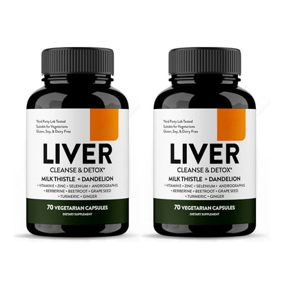 Liver Cleanse Detox & Repair Support Capsules with Milk Thistle & Dandelion Root | Herbal Supplement Pills for Liver Health