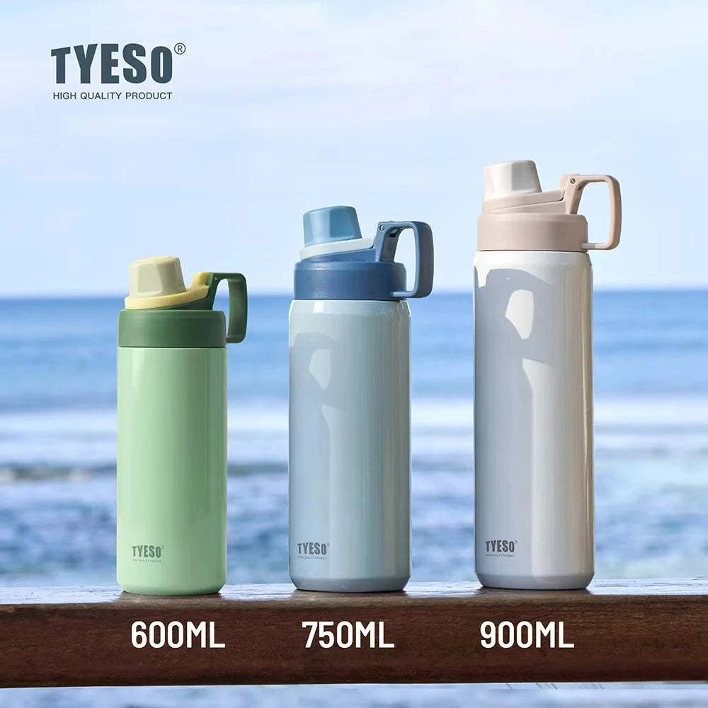 Tyeso 600ML Leakproof Insulated Water Bottle Portable Vacuum Thermal Flask Drink Cup for Outdoor Sports Travel Daily Fitness