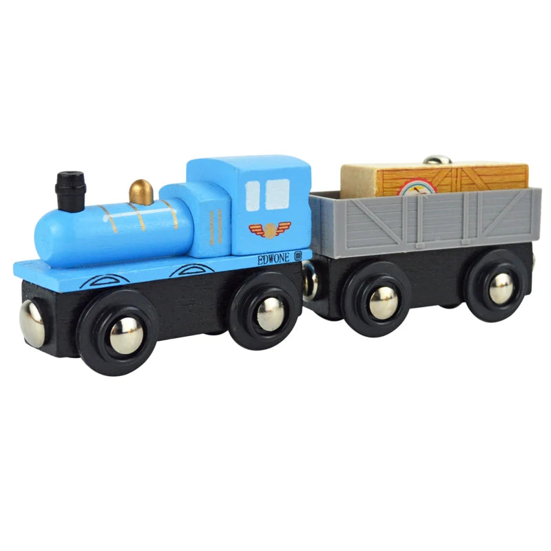 Wooden Magnetic Train Car Locomotive Toy Wood Railway Car Accessories Toys for Kids Gifts Fit Wood Biro themes Tracks