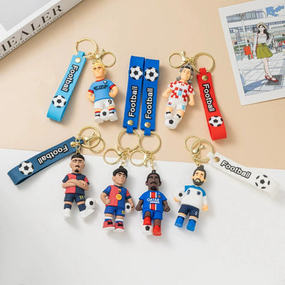 1pc 2026 Football Player Figure Keychain Soccer Cartoon Doll Car Key Ring Backbag Pendant Souvenir Gifts for Fans Friends