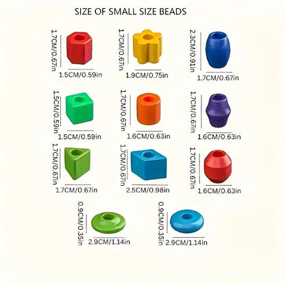 Colorful Large Lacing Beads Montessori Toy, Kids Fine Motor Threading Beads Game, Preschool Sensory Learning Easter Gift