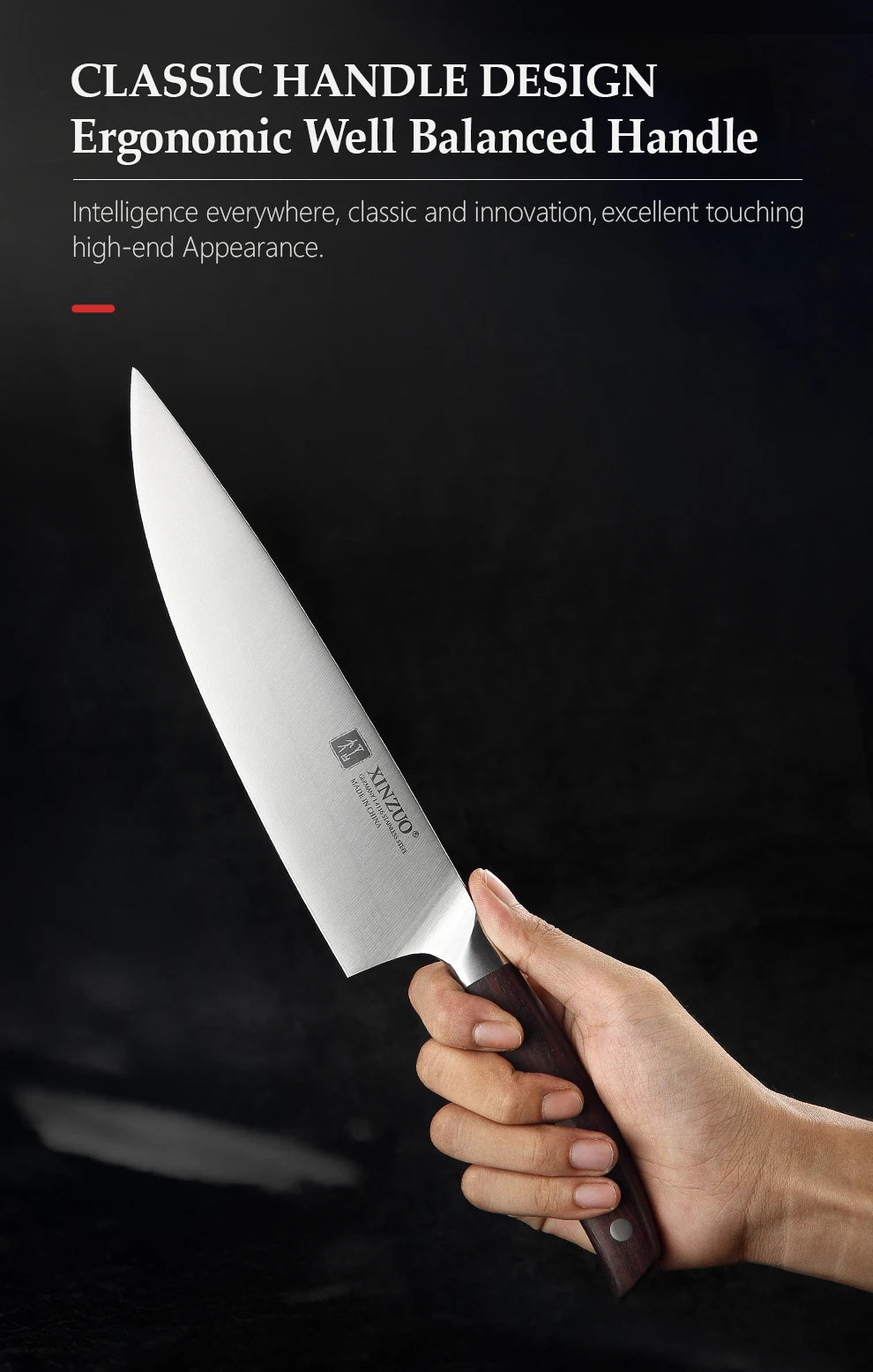 XINZUO 1-5PCS High Quality 3.5+5+8+8+8"  Paring Utility Cleaver Chef Knife Germany 1.4116 Stainless Steel Kitchen Knife Sets