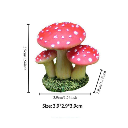 2Pcs Creative Garden Decor Artificial Gift Simulation Mushroom Statue Resin Home Decoration