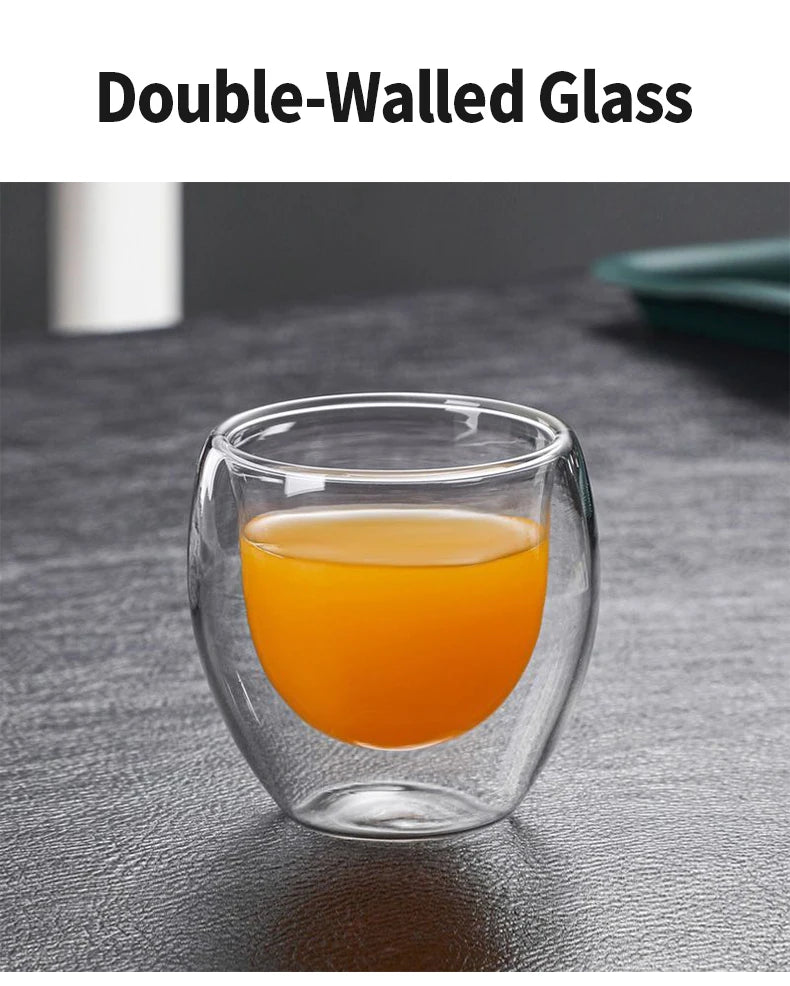 OANKR Double Walled Glass Coffee Mugs 80ML Insulated Layer Coffee Cups Borosilicate Glass Espresso Cup for Hot Beverage, Tea