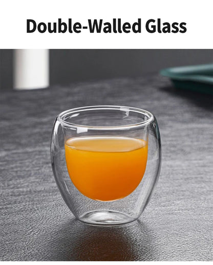 OANKR Double Walled Glass Coffee Mugs 80ML Insulated Layer Coffee Cups Borosilicate Glass Espresso Cup for Hot Beverage, Tea