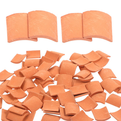 70pcs Mini Roof Tiles Miniature Simulated Roof Tiles Models Pottery Clay Roof Tiles DIY Miniature House Props 1.7x1.6cm