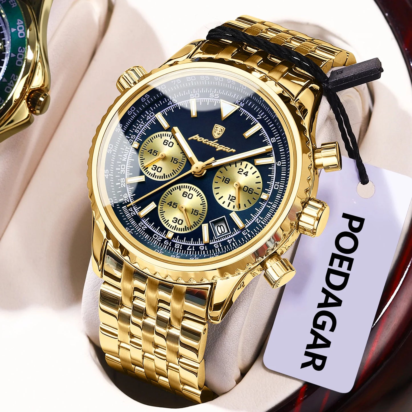 POEDAGAR Luxury Fashion Men Watch Stainless Steel Waterproof Luminous Quartz Male Clock Date Chronograph Military Men's Watches