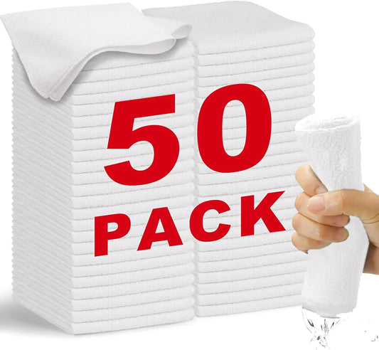 1-50PCS White Microfiber Cleaning Cloth Absorbent Towel for Wash Car Housework Clean Kitchen Cleaning Rags Household Clean Tools