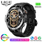 LIGE 2026 Zewnętrzny Smartwatch Męski 2.01" Ekran IP68 Wodoodporne Zegarki Wytrzymały Wojskowy Bluetooth Połączenia Smartwatch dla Androida i iOS
