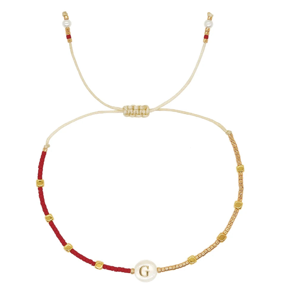 Go2boho New In Dainty Tiny Friendship Bracelets For Women Shell Letter Jewerly A-Z Charm Summer Fashion Design The Best Gift To