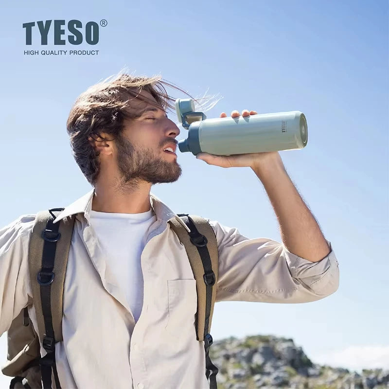 Tyeso 600ML Leakproof Insulated Water Bottle Portable Vacuum Thermal Flask Drink Cup for Outdoor Sports Travel Daily Fitness