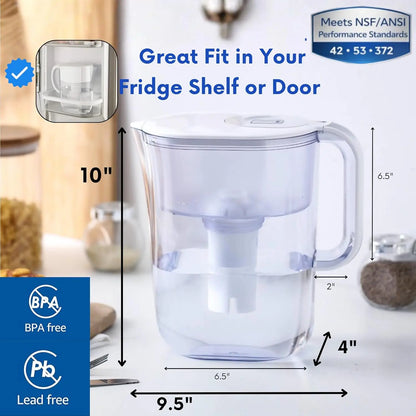 7-Cup Water Filter Pitcher with 3 Filters & Electronic Filter Change Reminder, Compatible with Brita