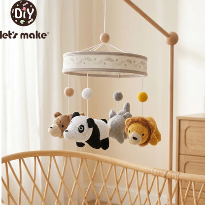 Crochet Animal Crib Bell 360 Degree Rotation Crib Mobile Built in Bell Sensory Bed Bell Toys Mobile Hanging Toys