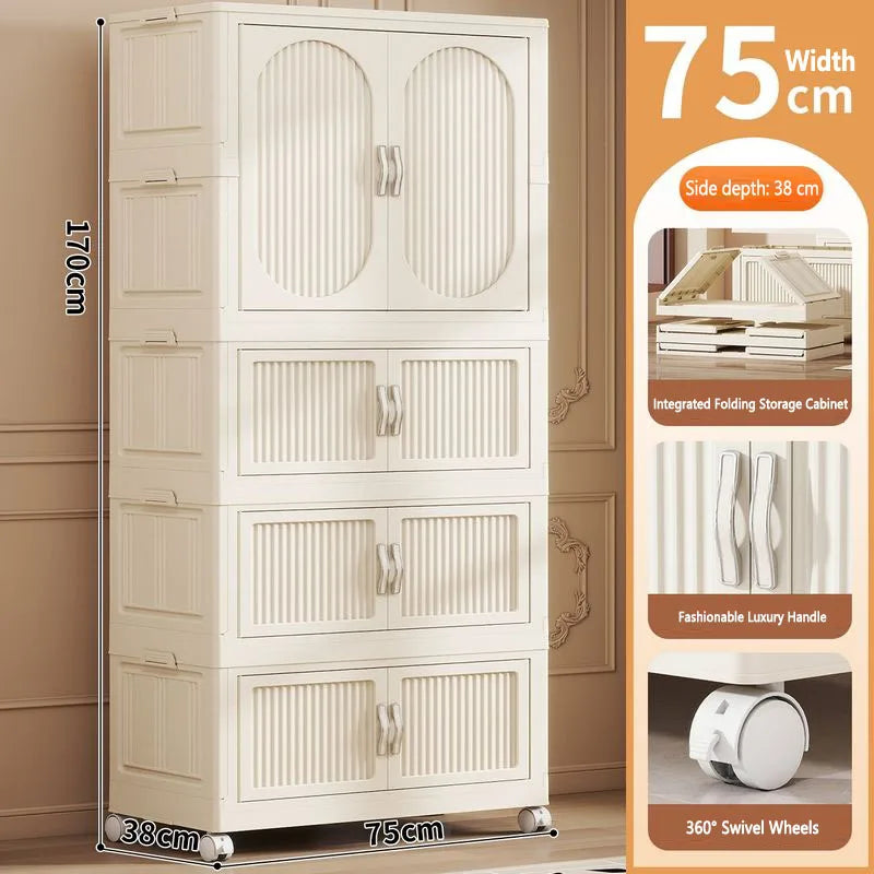Foldable Baby Closet Plastic Infant Wardrobe Children's Clothing Storage Cabinet for Home Bedroom No Installation Needed