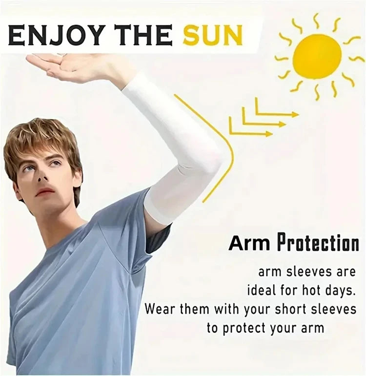 2025 New Unisex UV Resistant Arm Protection Ice Silk Sleeves for Outdoor Sports Sun Protection Breathable Ice Sleeves