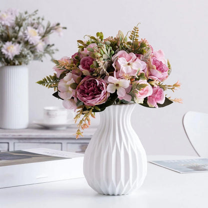 Plastic Vase White Imitation Ceramic Flower Pot Nordic Decor Wedding Home Table Outdoor Diy High Quality Gift Prop Bonsai Garden