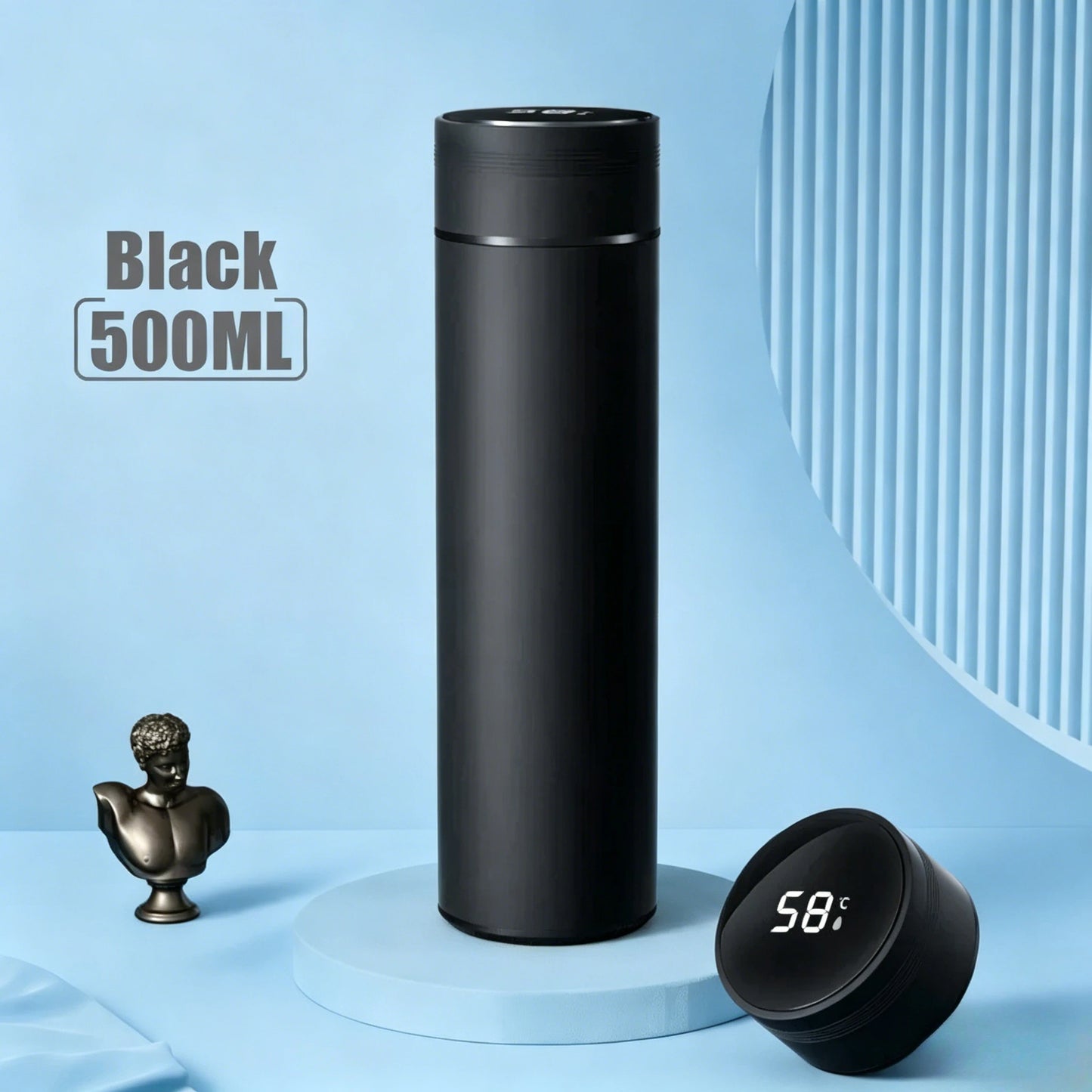 Outdoor Vacuum Insulated Cup 500ML Stainless Steel Smart Temperature Display Thermos Bottle Portable Water Mug