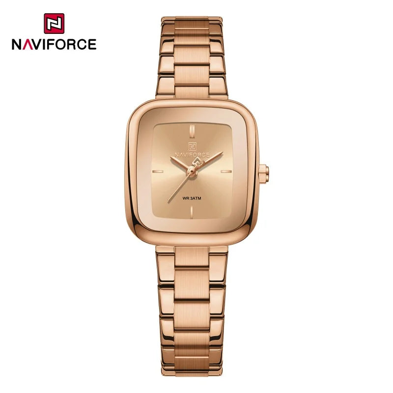 NAVIFORCE Women Quartz Watch Retro Fashion 3ATM Waterproof Stainless Steel High Quality Durable Elegant Daily Ladies Wristwatch