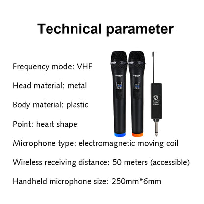Wireless Microphone G-MARK X120V 2 Channels Handheld Karaoke Mic For Party Meeting Show Home School
