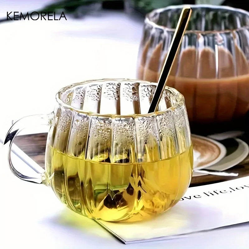 KEMORELA 1/4/6PCS Halloween Pumpkin Shaped Glass Cups High Borosilicate Glass Water Cup 450ml Coffee Drinking Glasses For Juice