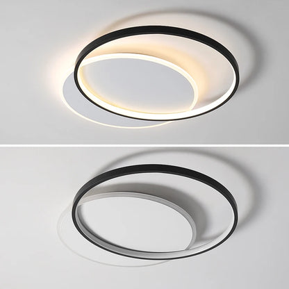 Modern Minimalist Led Ceiling Lamp For Bedroom Black White Design Ring Chandelier Living Room Study Loft Smart Light Fixtures