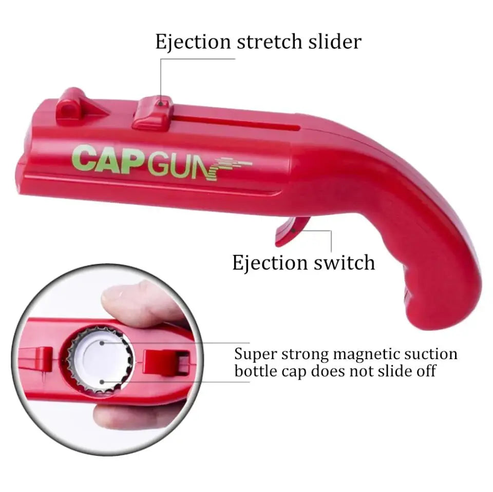 Creative Beer Bottle Opener Spring Cap Catapult Launcher Gun Shape Bar Tool Drink Opening Shooter Can Opener Kitchen Gadget Tool