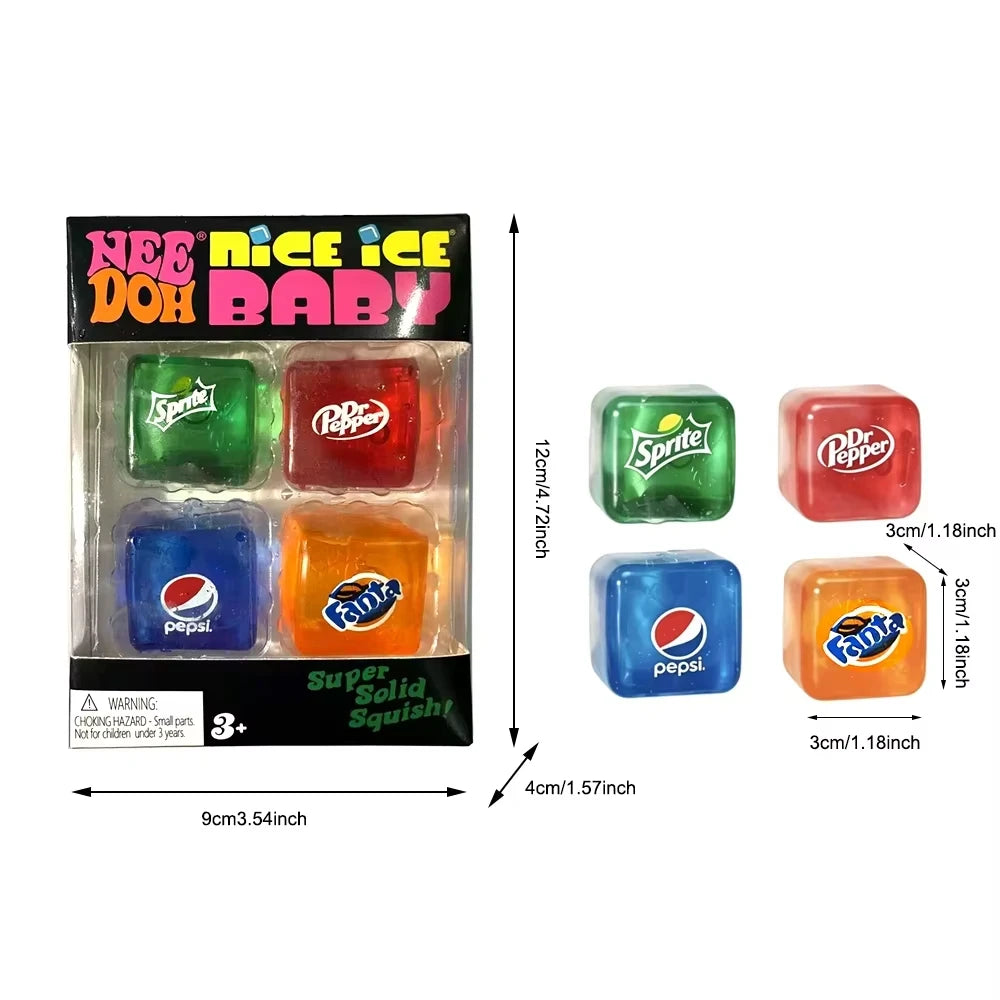Needoh Teenie Nice Cube Schylling Sensory Stress Reliever Mini 4 Pack Set Fidget Tool Toy Anxiety Party Favors For Kids Adults