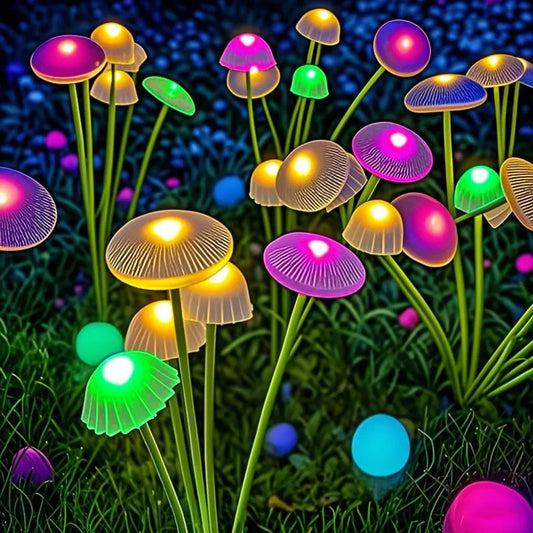 Solarne Lampy Ogrodowe Dwufunkcyjne LED Słoneczne Lampy Grzyby Wodoodporne Ozdobne Podwórko Patio Ścieżka Meduza do Tworzenia Nastrojowej Atmosfery w Ogrodzie
