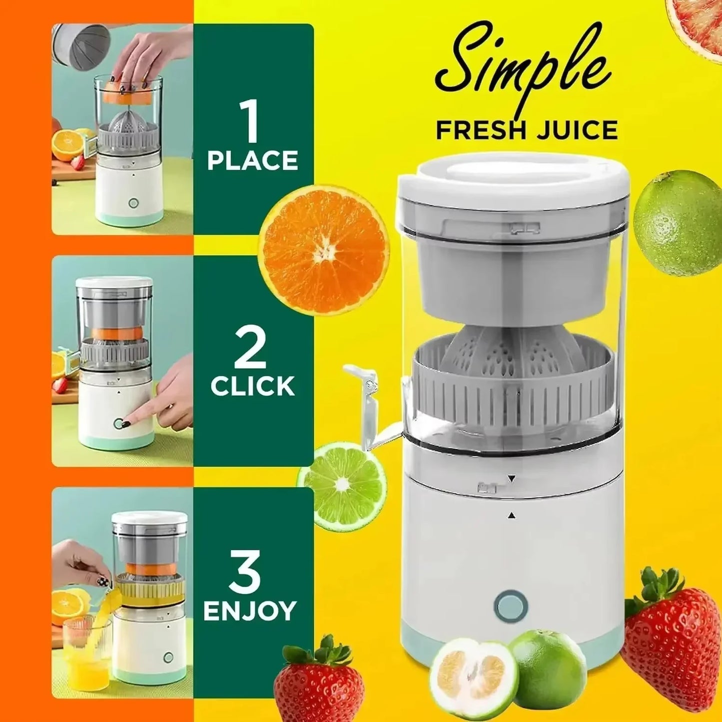 HOMEFISH Electric Juicer Juice Cup Citrus Orange Squeezer USB Charging Kitchen Fruit Juicer Blender Separator Press Machine