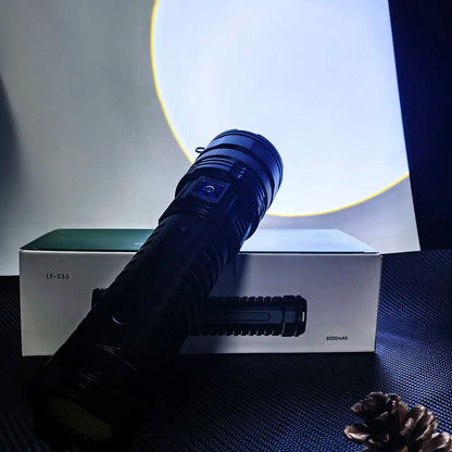 10000LM Most Powerful Led Flashlights Tactical 15000mah Built-in Battery 800W Flash Light Emergency Spotlights 4km Holiday Gifts