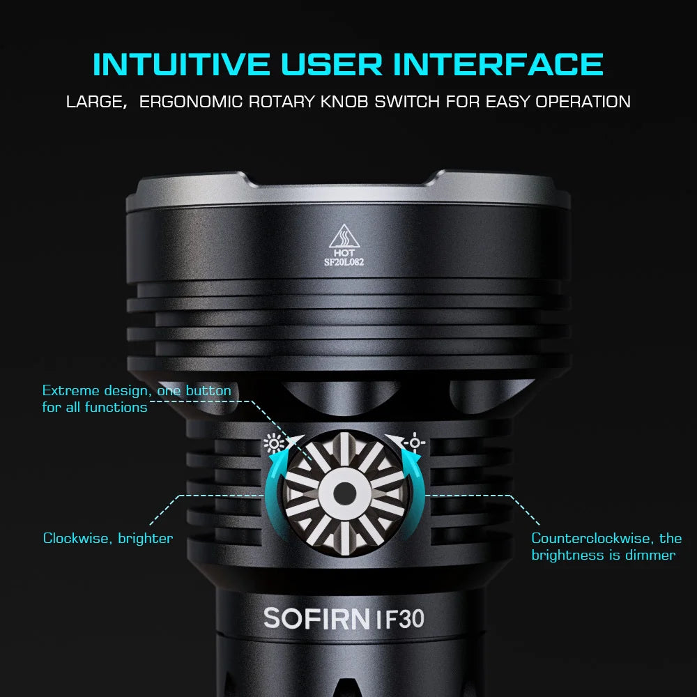Sofirn IF30 12000lm SFT40 LED Flashlight Powerful 32650 Battery Lanterna USB C Rechargeable Torch Outdoor Light IPX8 Waterproof