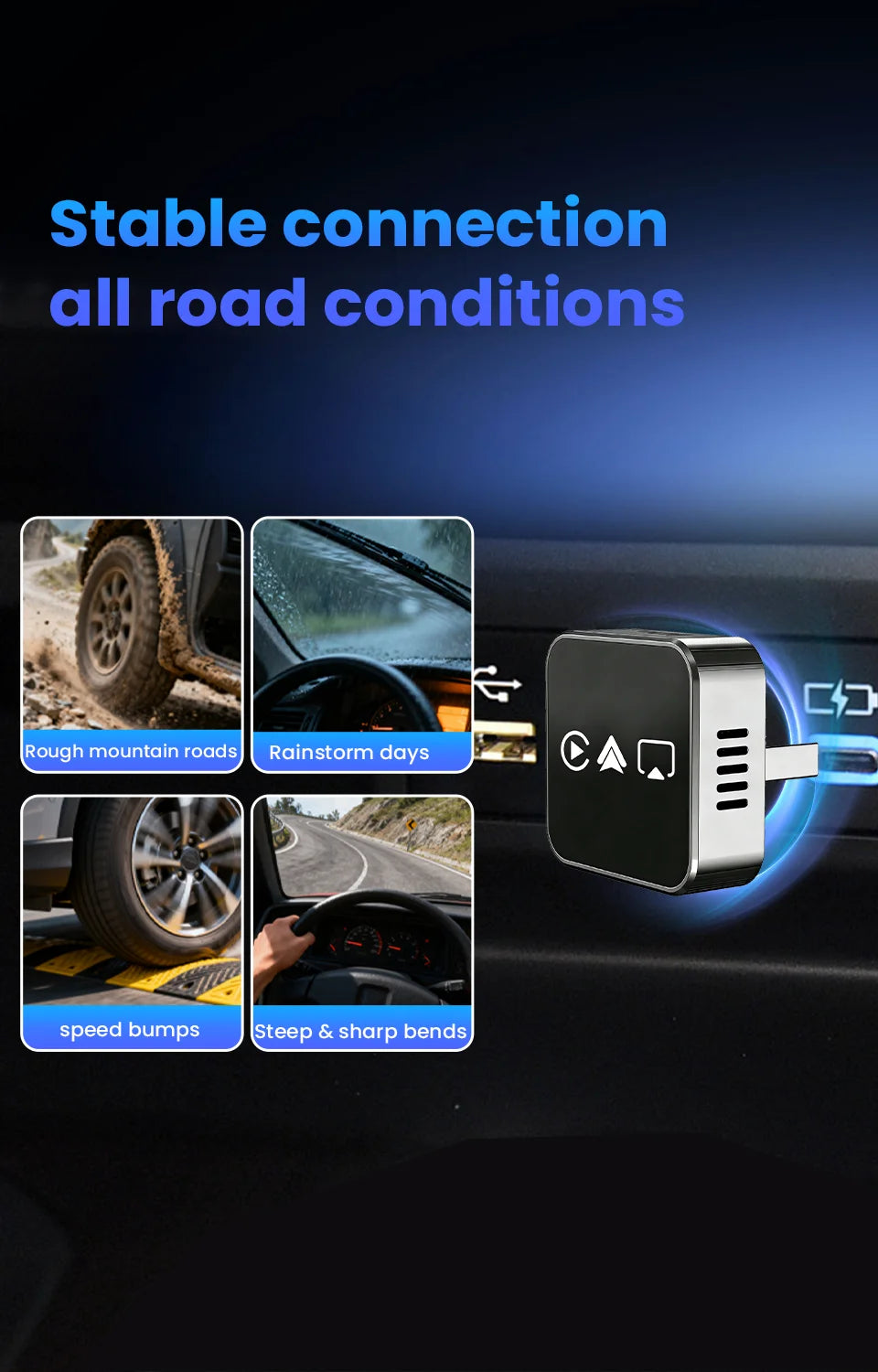CarRocket 2026 4in1 New  Carplay Adapter Wireless Android Auto Mirror Link Smart MiNi AI Box USB Plug and Play Auto Connect WiFi