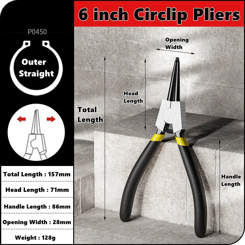 5/6/7 inch Internal External Pliers Retaining Clips Portable Multifunctional Snap Ring Circlip Circlip Install Uninstall Pliers