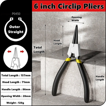 5/6/7 inch Internal External Pliers Retaining Clips Portable Multifunctional Snap Ring Circlip Circlip Install Uninstall Pliers