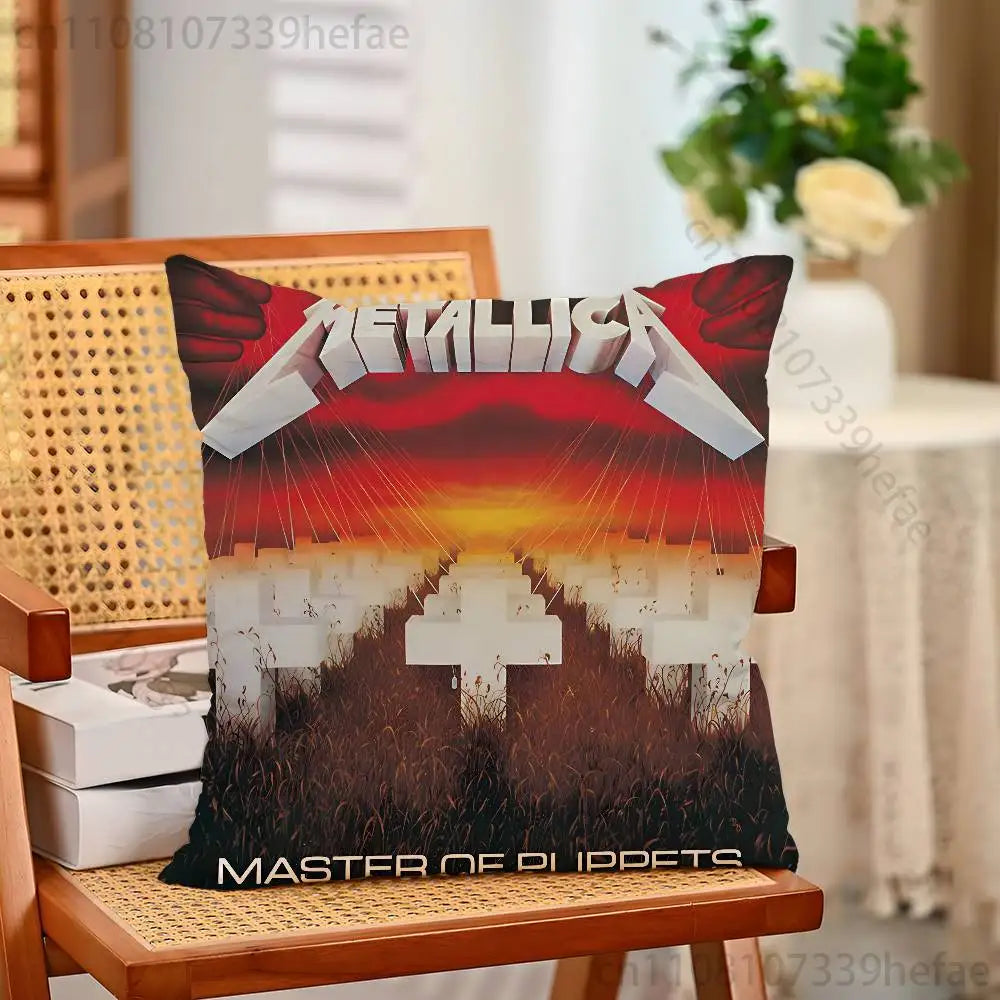 M-Metallica Band Pillow Cases for Bedroom Living Room Sofa Home Decor Polyester Cushion Cover with Zipper