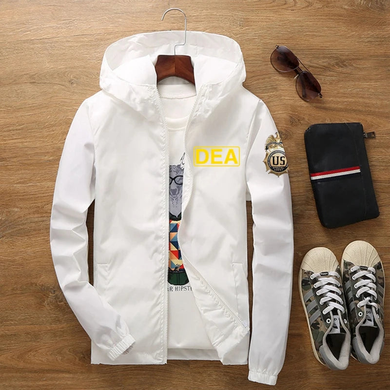 Sunscreen Waterproof FBI Shield Casual Jackets Ultra Light Men's Summer Hooded Jacket Super Thin Windbreaker Packable Skin Coat